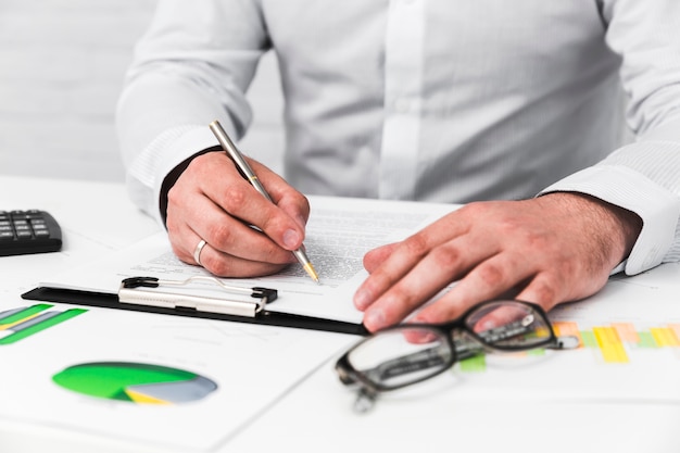 Business man working in a office desktop