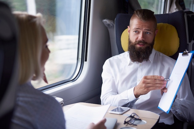 Business meeting during the journey