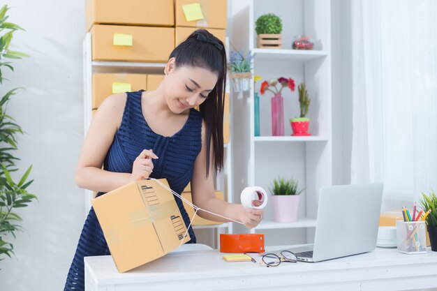 business owner working at home office 