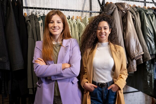 Business owners preparing their store