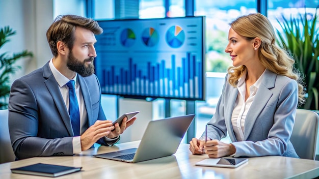 Free Photo business partners discussing a project at their desk