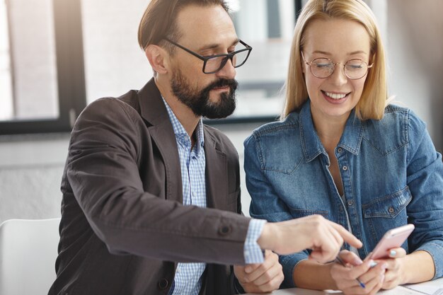 Business partners working in office