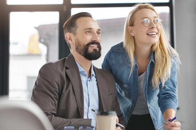 Business partners working in office