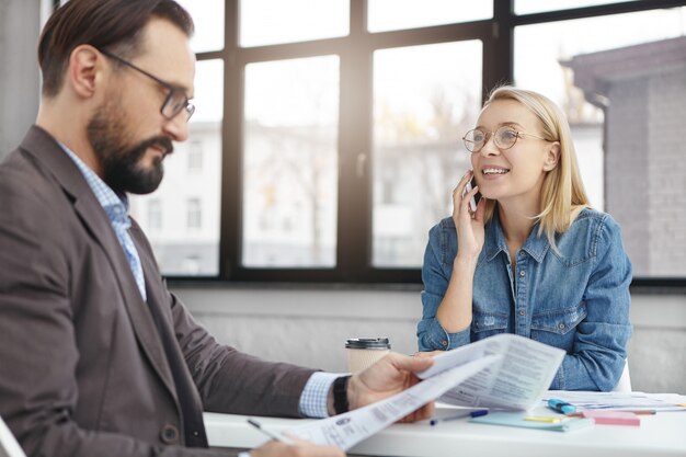 Business partners working in office