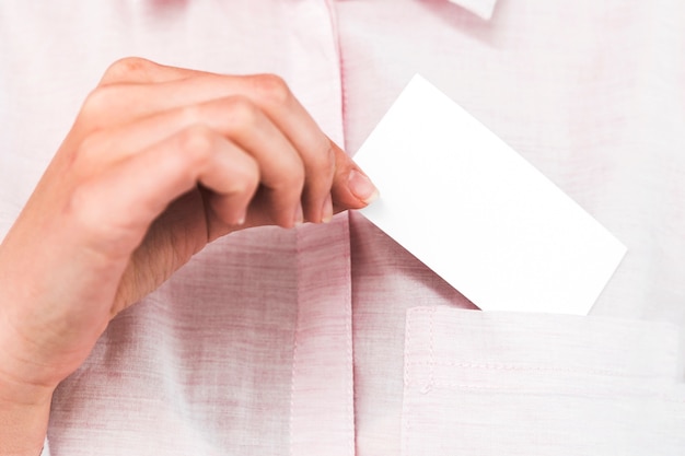 Business people showing blank business card