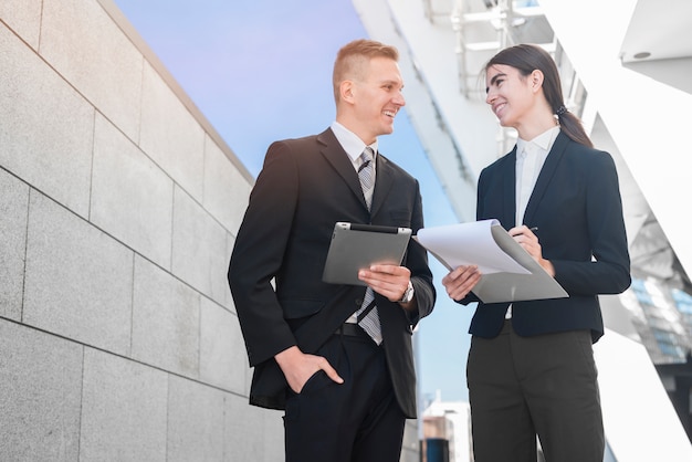 Business people with clipboard