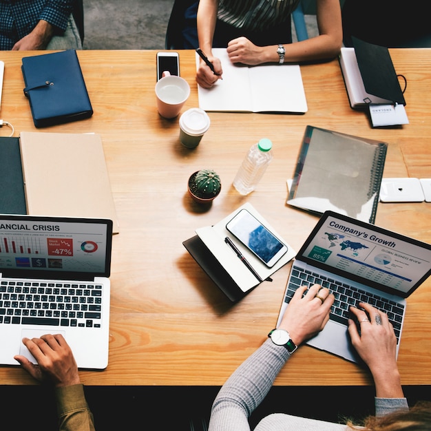 Business people working on a laptop