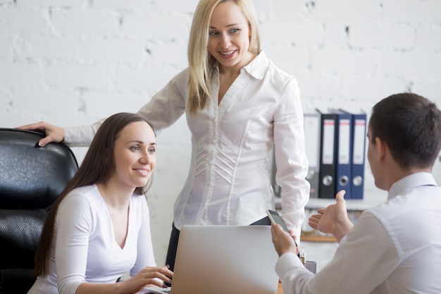 Business team discussing project