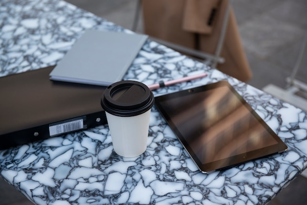 Free Photo business woman instruments on table