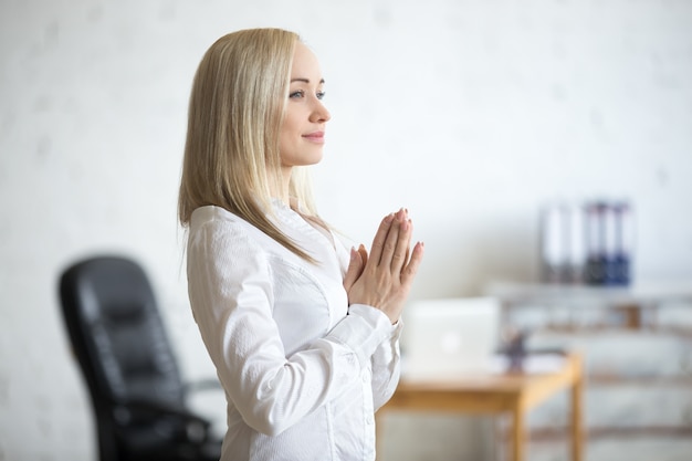 Business woman meditating