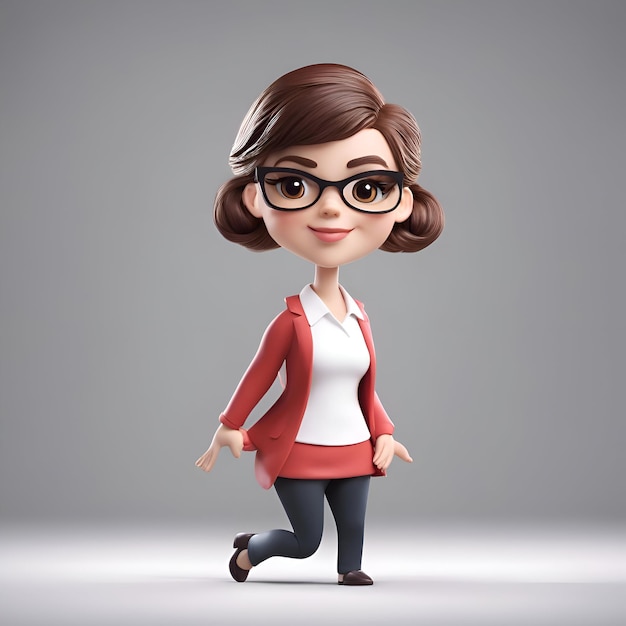 Free Photo business woman in red suit and eyeglasses 3d rendering