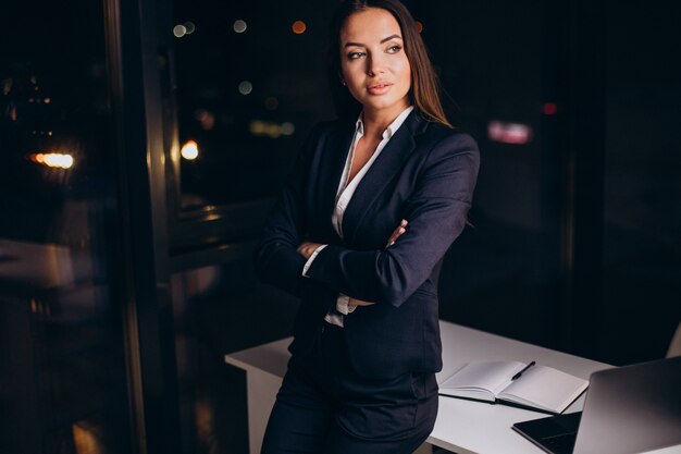 Business woman working late at the office