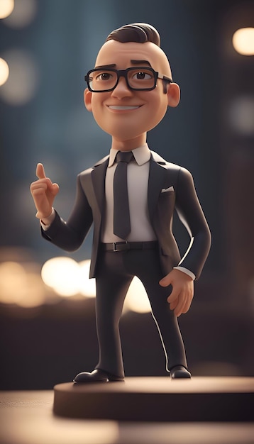 Free photo businessman in a business suit standing on a pedestal in the office