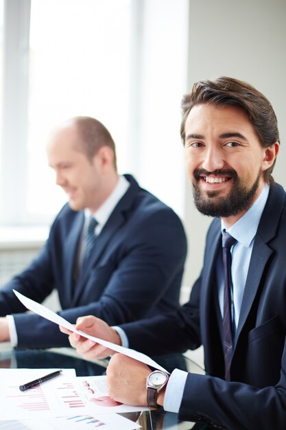 Businessman checking a document