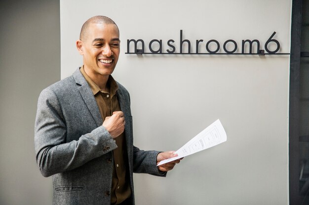 A businessman delivering a presentation