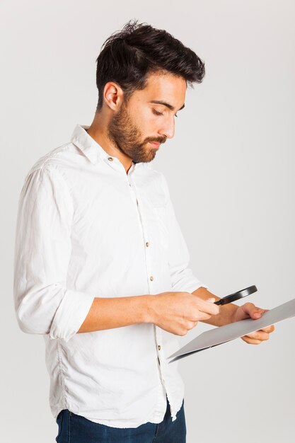 Businessman examinating documents