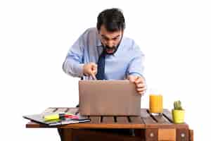 Free photo businessman in his office shouting