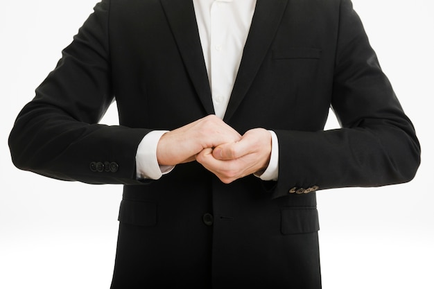 Businessman joining both of his hands