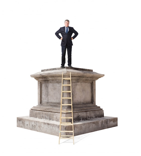 Free photo businessman on a marble platform