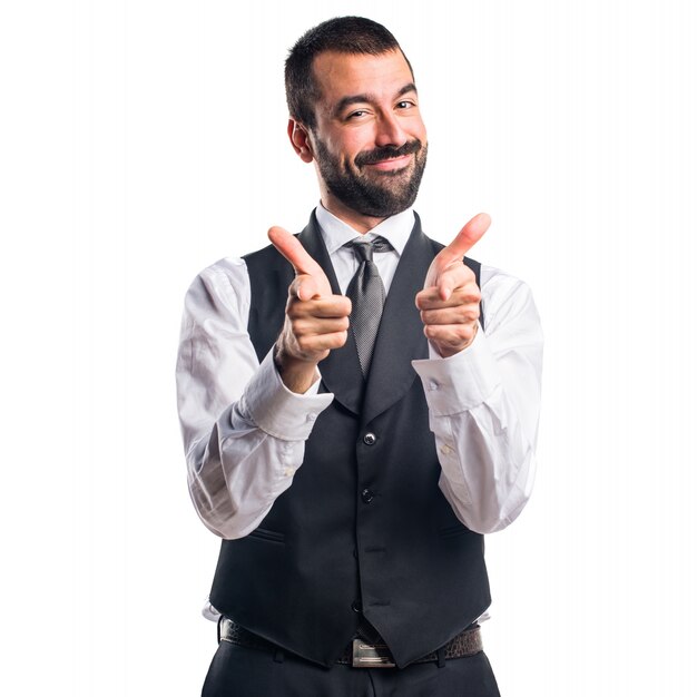 Businessman pointing to the front