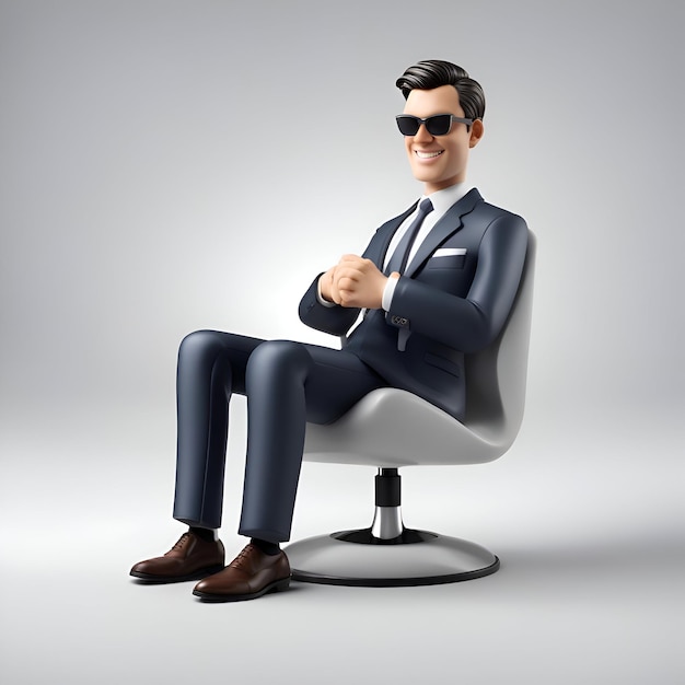 Free photo businessman sitting in a chair on a gray background 3d rendering