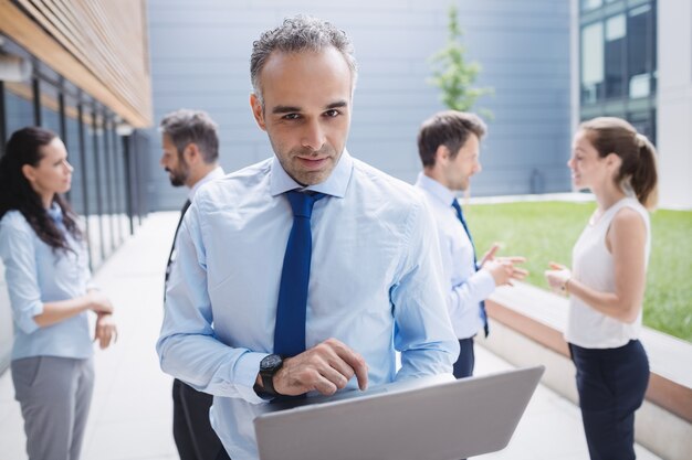 Businessman using laptop