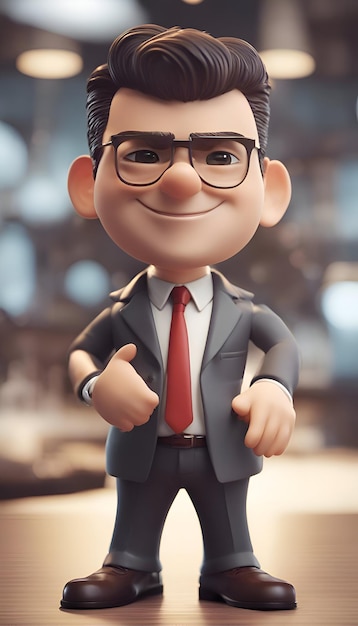 Free photo businessman wearing glasses and a business suit standing with his thumb up