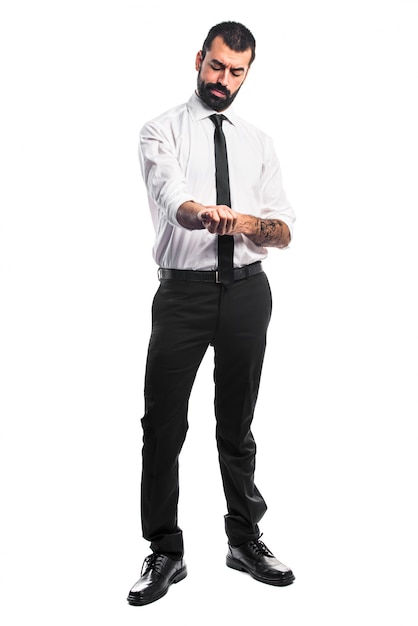 Businessman over white background