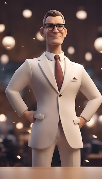 Free photo businessman in a white suit and glasses on the background of the night city