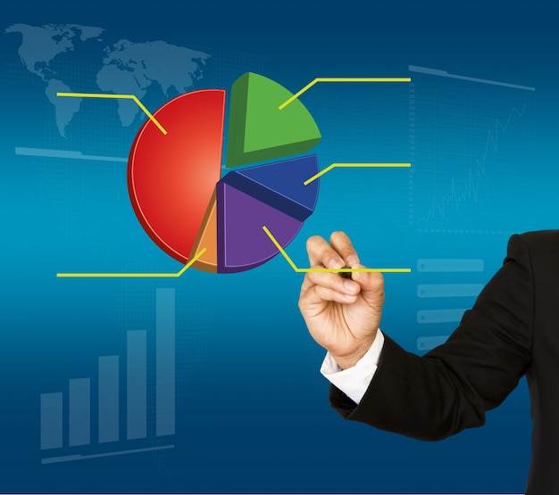 Free photo businessman with a colorful graph