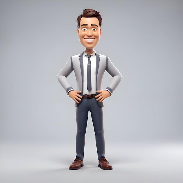 Free Photo businessman with hands in pockets on grey background 3d rendering