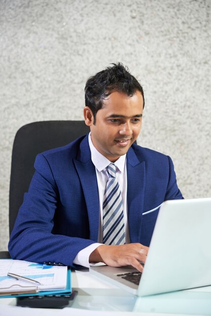 Businessman working on laptop