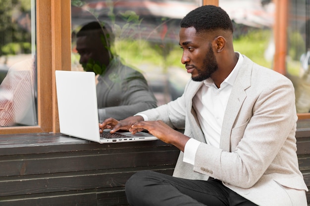 Businessman working on laptop