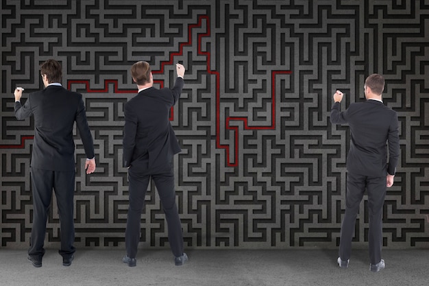 Free photo businessmen solving a maze together