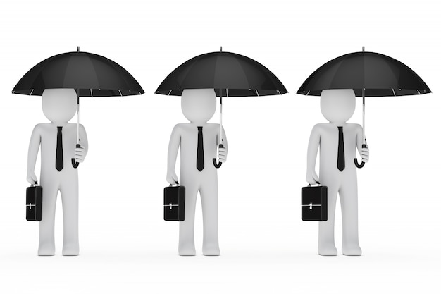 Free Photo businessmen with umbrellas and briefcases