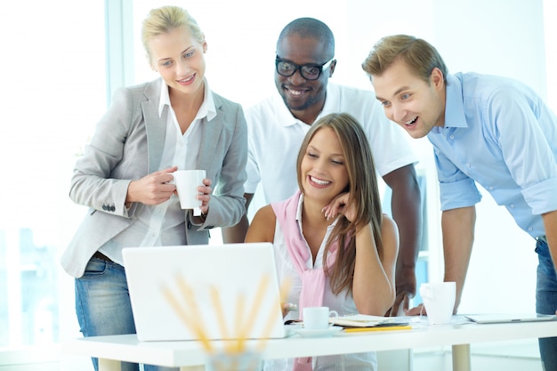 Businesspeople having informal meeting