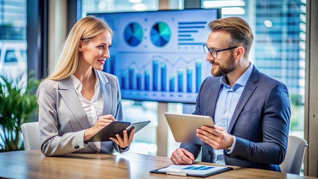 Free Photo businesspeople using tablet computers while discussing data