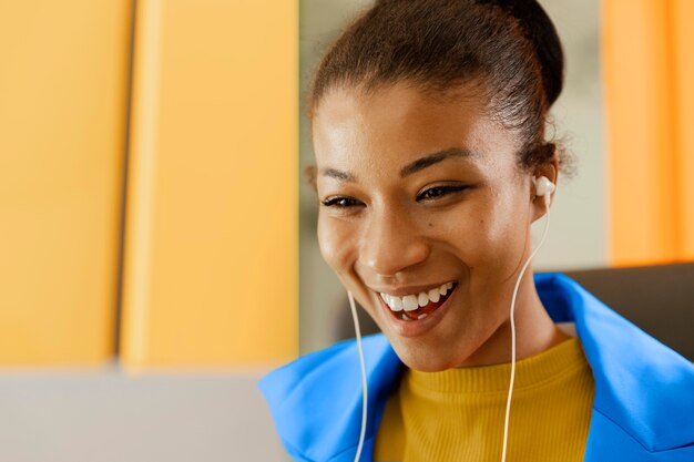 Businesswoman having an online meeting