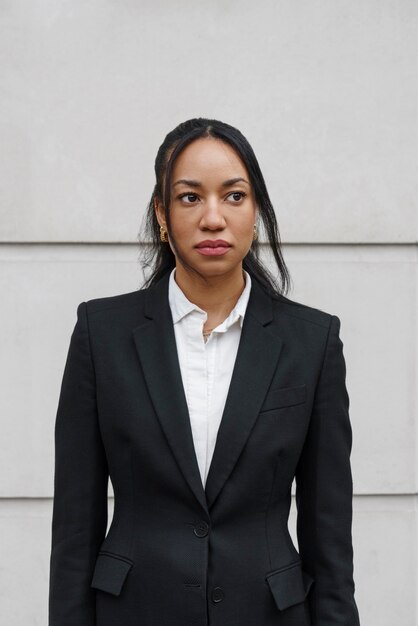 Businesswoman posing outdoors