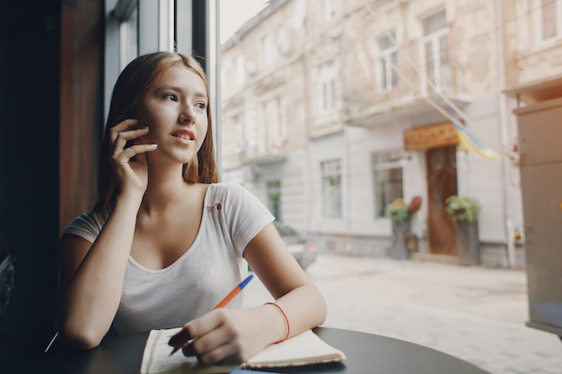 businesswoman in restaurant