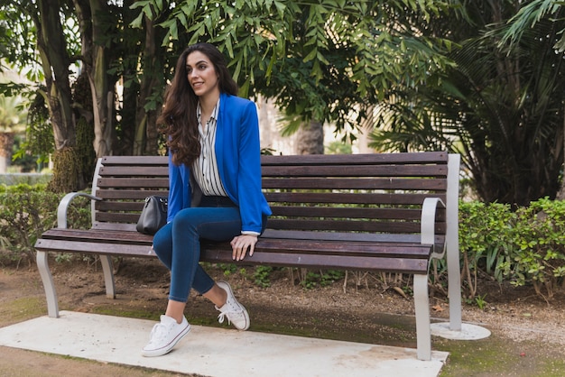 Businesswoman taking a break in the park