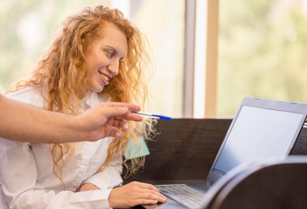 Businesswoman using a laptop