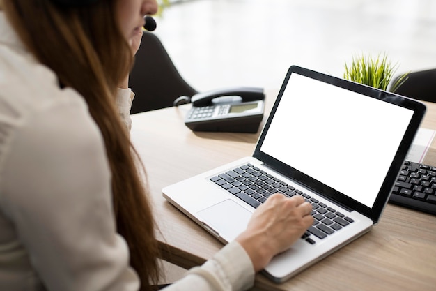 Businesswoman video conferencing