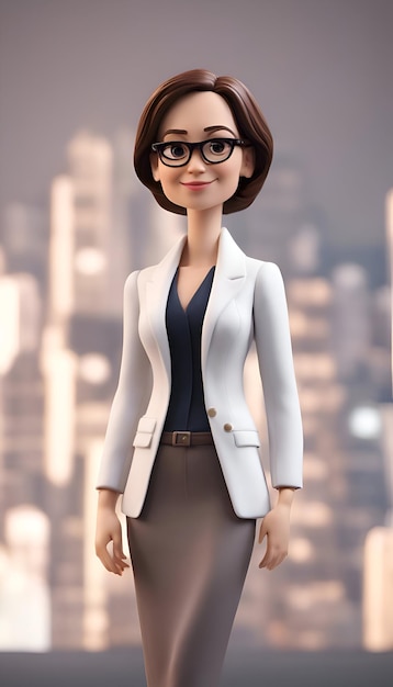 Businesswoman wearing eyeglasses and white jacket standing in the city