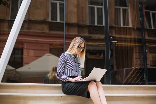 Businesswoman with laptop