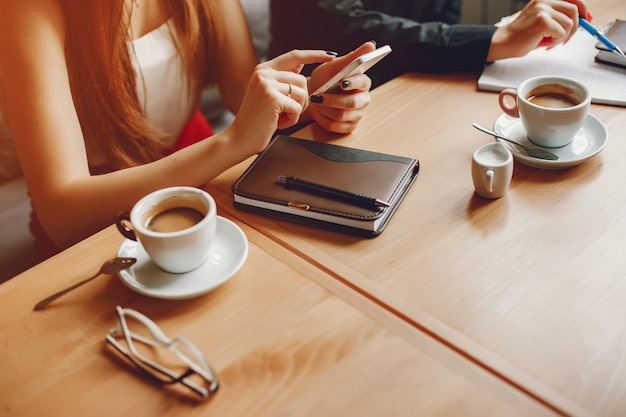 businesswomen in a caffe