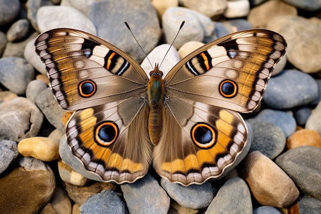 Free Photo butterfly on pebbles