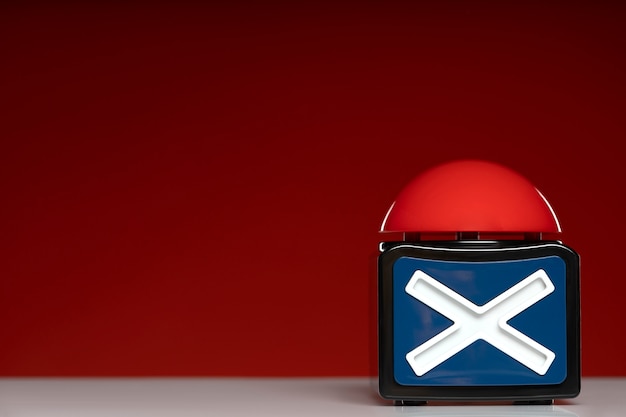 Free Photo buzzer on table with red background