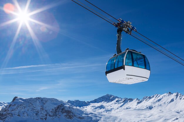 Cable car in a mountain area, France.