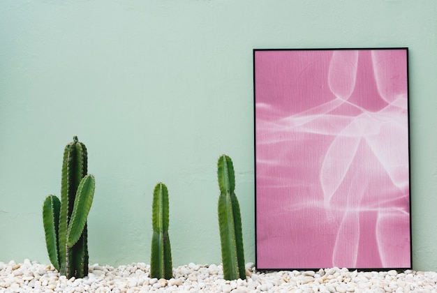 Free photo cactus and photo frame